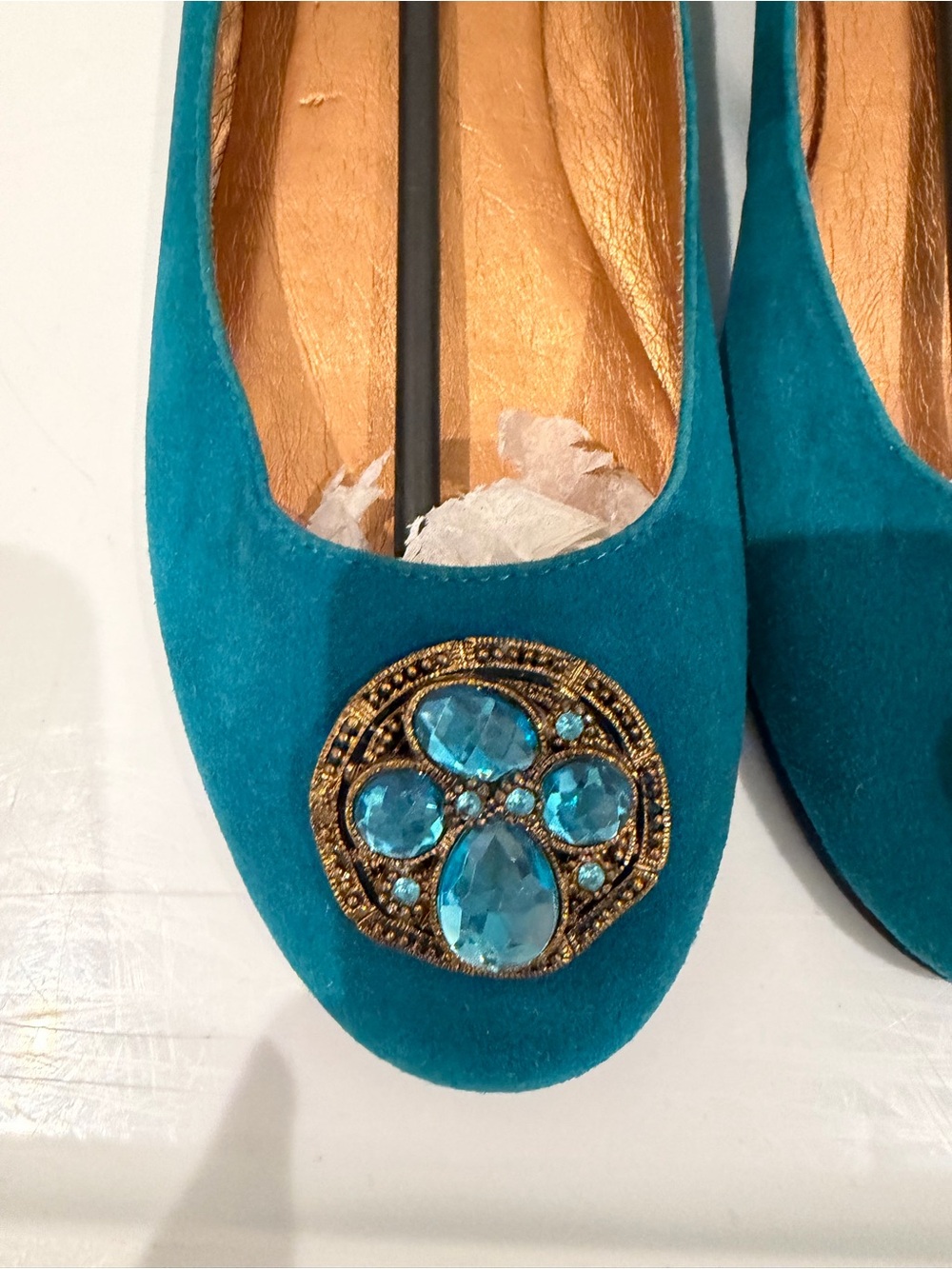 Nine West Women’s Teal Embellished jewel Ballet Flats size 10 - Picture 3 of 6